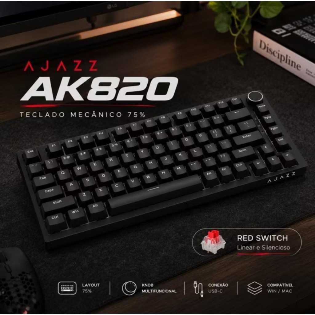 br-11134207-820l8-msctfd2bo8hz6f Teclado Gamer Mecânico AJAZZ AK820 USB-C RGB: compacto, bonito e pronto para o seu setup