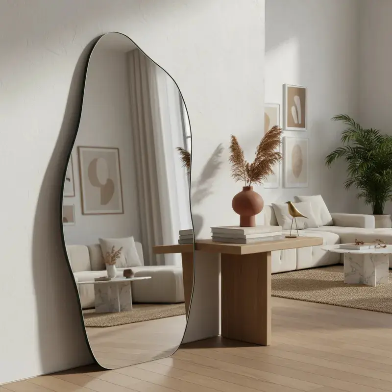image-6 Espelho Orgânico Corpo Inteiro 90x40: Modelo Grande e Moderno para Quarto