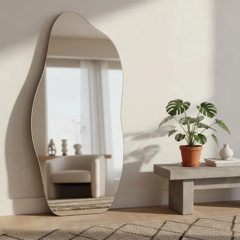 image-7 Espelho Orgânico Corpo Inteiro 90x40: Modelo Grande e Moderno para Quarto